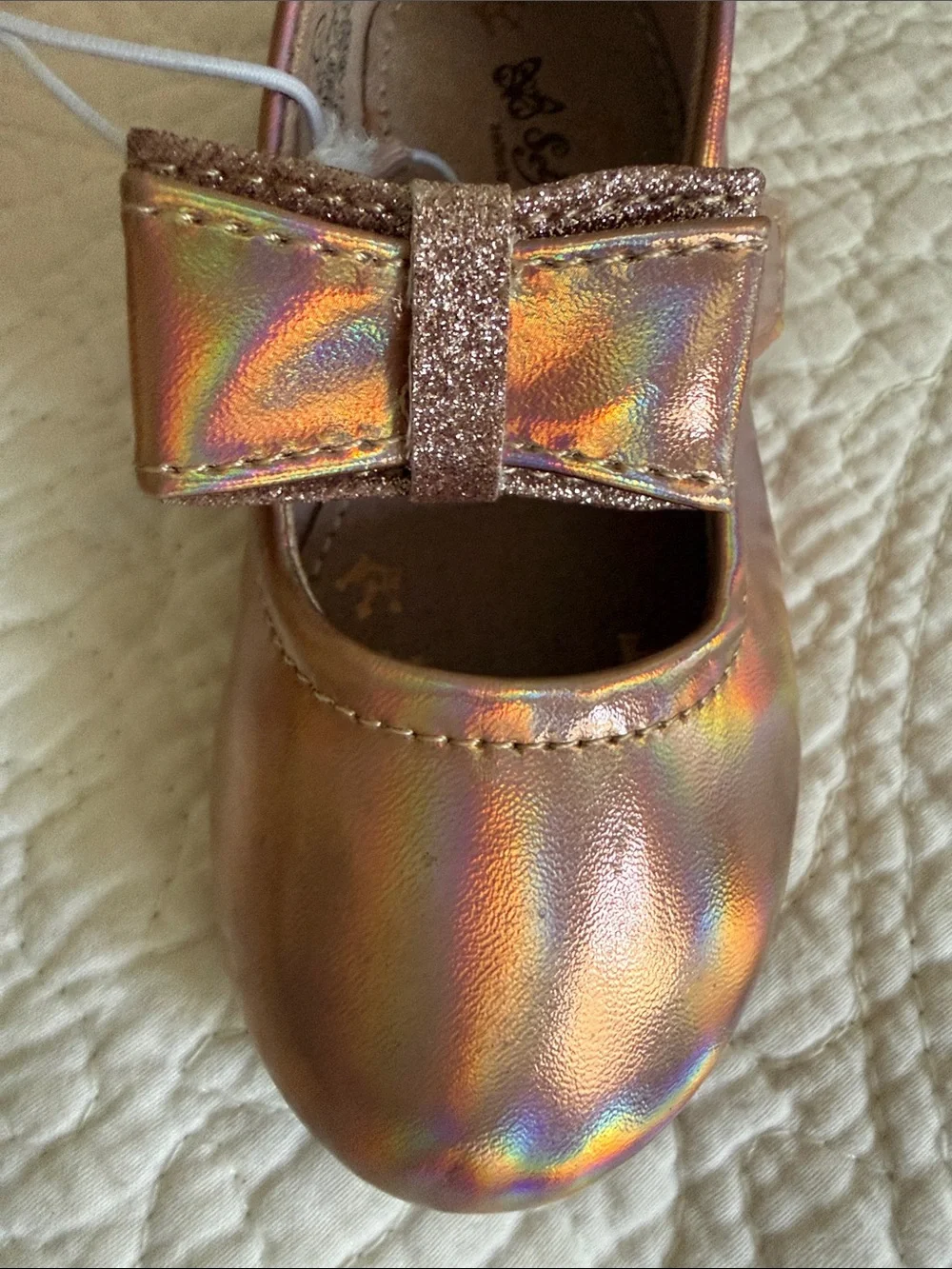 Girls' Iridescent Bow Mary Jane Kids Shoes - Rose Gold